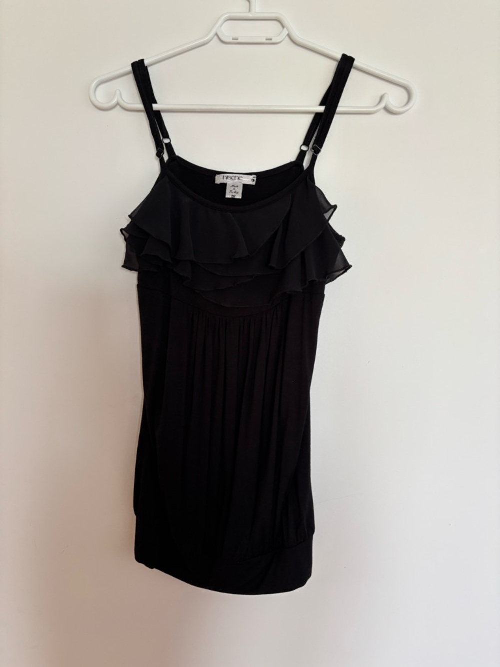 Kische Black Layered-Ruffle Camisole Tank